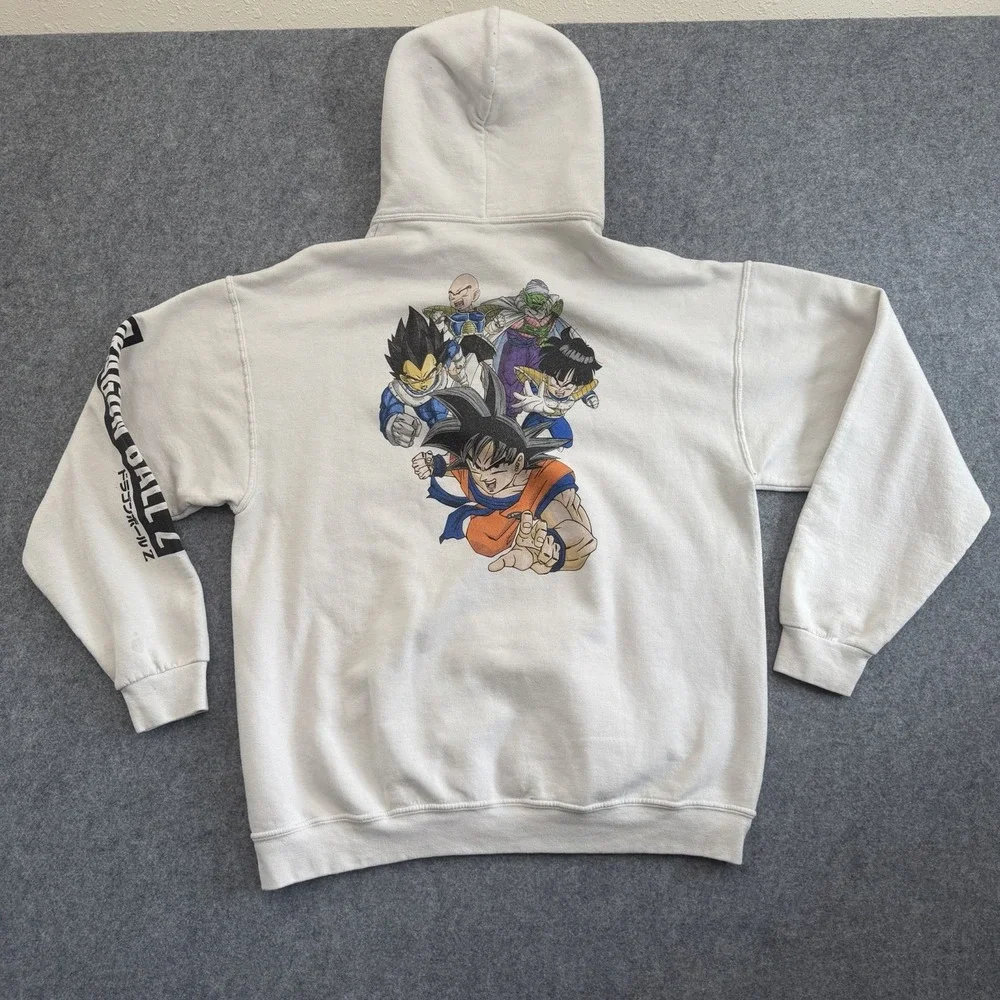 Dragon Ball Z Hoodie XL White Funimation Official Goku Vegeta Sleeve Print